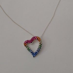 Rainbow heart crystal necklace